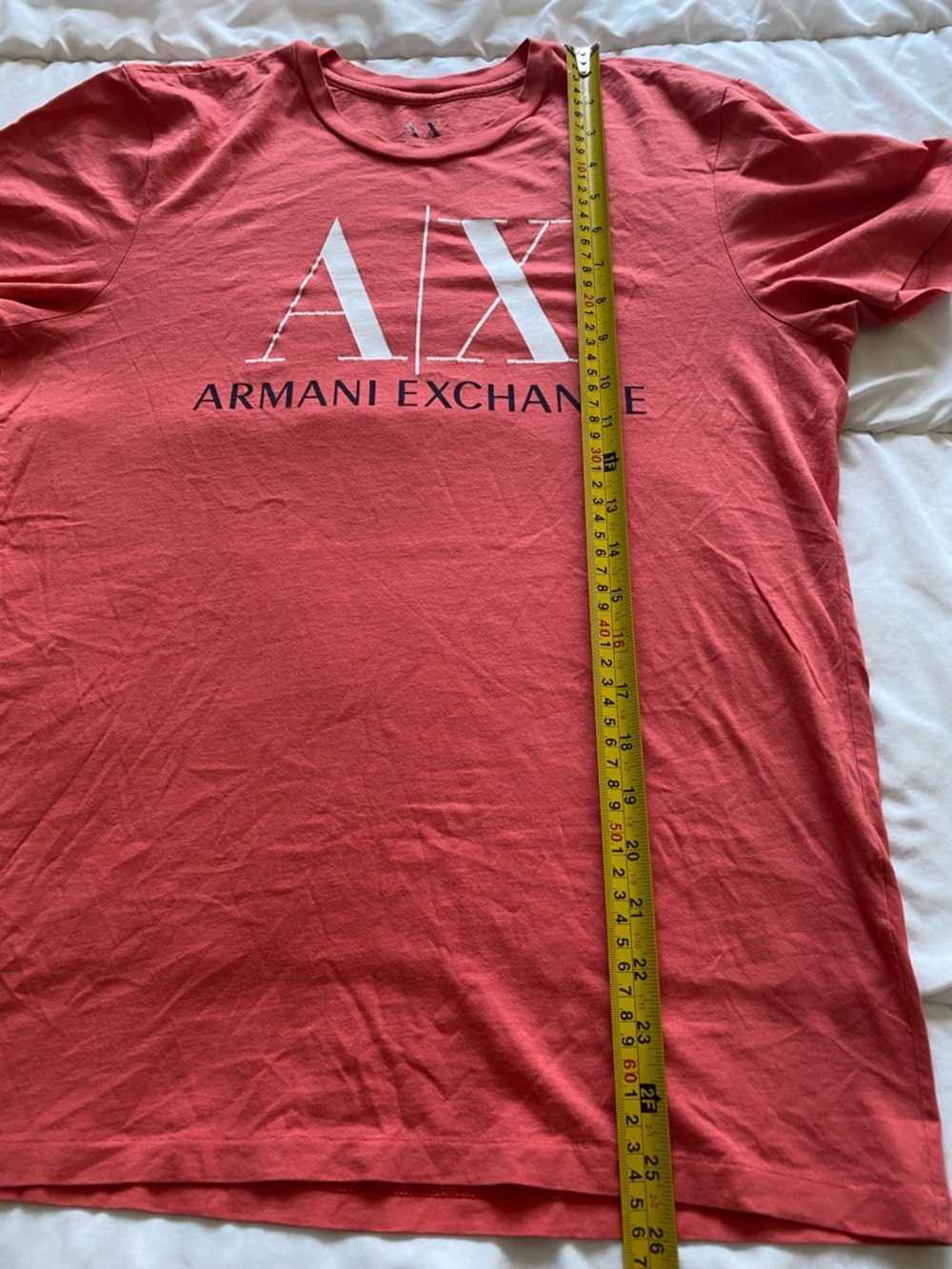 Armani Exchange Coral-Red AX Logo Short Sleeve Tee - Picture 5 of 6